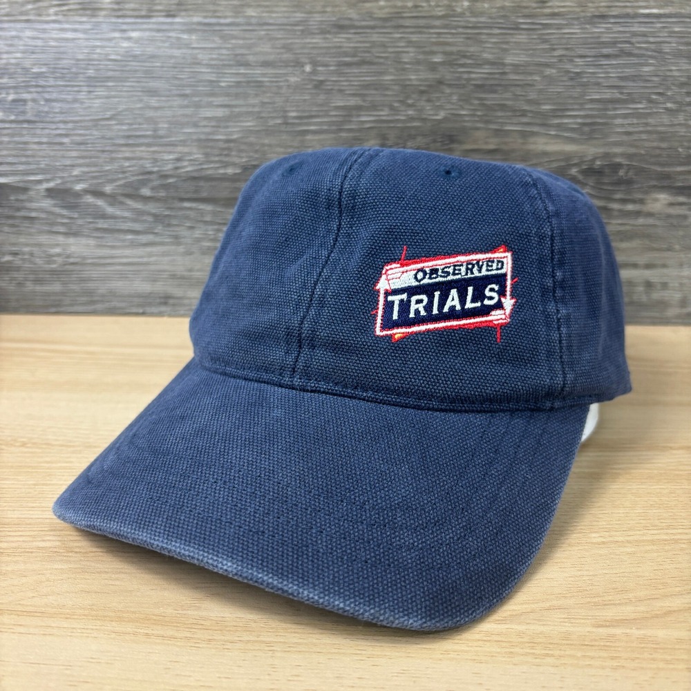 Observed Trails Hat Cap Strap Back Blue Canvas Biking‎ Cycling Adjustable